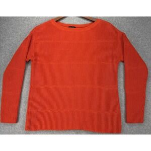 Talbots Orange Textured Knit Sweater S Pima Cotton Boxy Casual Spring‎ Timeless